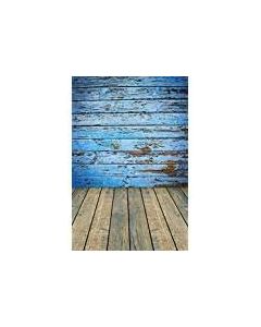 Laeacco Vintage Wood Plank Backdrops 5x7ft Vinyl Blue Painted Wooden Photography Backgrounds for Weathered Wood Wall Floor Retro Nostalgic Blue Wall Flaking Texture Wooden Studio Photo Props 1.5x2.2M