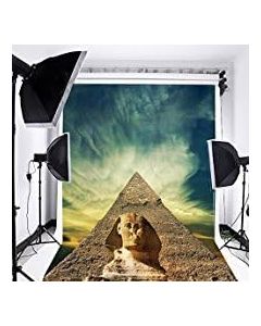 Laeacco 3x5ft Pyramid Sphinx Backdrop for Photography Travel Theme Party Video Shoot Prop Egyptian Pyramids Sphinx Backdrop Mysterious Blue Sky Sunset Ancient Egyptian Civilization Birthday Background