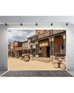 Laeacco 7x5ft Photography Background Old Wild West Cowboy Town Saloon USA Vintage Saloon Central Arizona Background Party Decoration Birthday