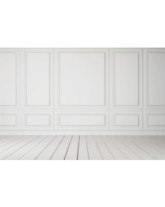Laeacco Empty Room Architectural Background 7x5ft Vinyl Photography Background Classic Style White Wall Wooden Floor Houses Flats Interior Vintage White 3D Blank Decor Elegant Backdrop Photo Studio