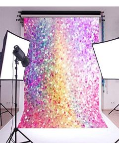 Laeacco Purple Glittering Background 3x5ft Vinyl Photography Backdrops Colorful Sequin PatternShape Baby Newborn Girls Birthday Photo Background Studio Prop