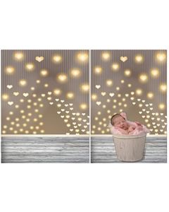 Laeacco 3x5ft Sparkling Gold Hearts Baby Photo Backdrop Rustic Wooden Floor Background Newborn Baby Kids Portraits Studio Abstract Glitter Hearts Background Birthday Party Holiday Festive Photo Props