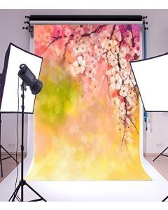 Laeacco 3x5ft Vinyl Photography Background Photo Studio Backdrop Blossom Flowers Virtual Bokeh Effect Romantic Pink Sweet Baby Girls Lovers Portrait 1x1.5m Props