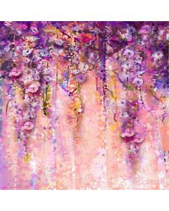 Laeacco 5x5ft Photography Backdrop Watercolor Flowers Pink and Romantic Purple Blossoms Painting Background Girls Child Adults Portraits Backdrop