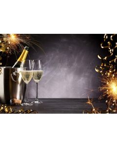 Laeacco 10x8ft Champagne Glass New Year's Eve Party Backdrop New Year Backdrops for Photography Sparklers Fireworks 2023 Happy New Year Festival Celebration Holiday Backdrop Dark Grey Wall Background