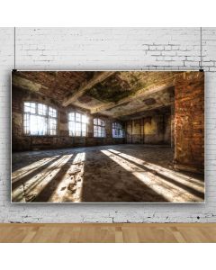 Laeacco 12x8ft Abandoned House Factory Photography Background Shabby Vintage Warehouse Backdrop Bright Window Ructic Brick Wall Retro Photo Shooting Music Studio Backdrops Online Live Wall Decoration